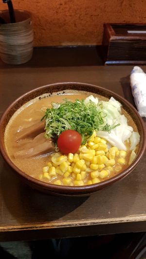 Vegan noodle soup spicy miso. at Shinbu Sakiya Ramen - 麺匠真武咲弥 in Tokyo