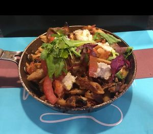 Vegan Maltese Macaronni with vegan rikotta at Choco Kebab Cafe in Bugibba