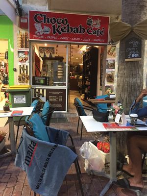Outdoor seating at Choco Kebab Cafe in Bugibba