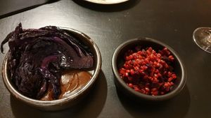 red cabbage with spelt and miso at Madonna in Ghent