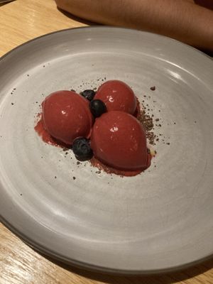 Raspberry sorbet  at St Bride's in Saundersfoot