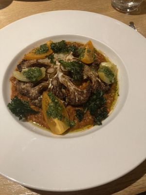 Cauliflower steak on a lentil ragu  at St Bride's in Saundersfoot