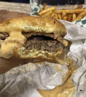 Who Betta Burger is delicious   at Can't Believe It's Not Meat - Hyde Park in Chicago