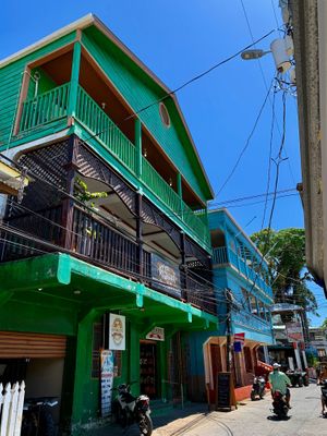 Our building - fins us up the stairs on the 2nd floor at ReThink in Utila