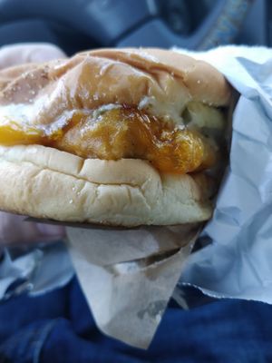 Fish sandwich at Vegan Picnic - Polk St in San Francisco