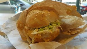 Tasty burger at Vegan Picnic - Polk St in San Francisco