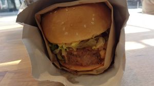 Amazing burger! at Vegan Picnic - Polk St in San Francisco