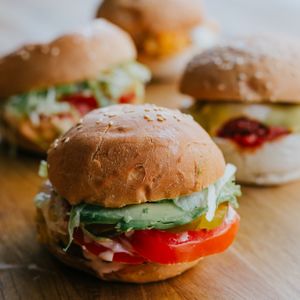 VP sandwiches come with sides of macaroni salad or creamy coleslaw at Vegan Picnic - Polk St in San Francisco