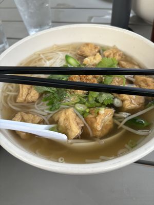 Vegan thai noodle soup with fried tofu   at Chimm in Charlottesville