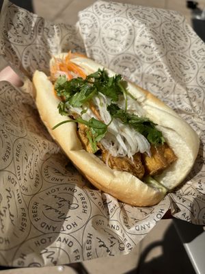 Vietnamese Banh Mi with fried tofuu  at Chimm in Charlottesville