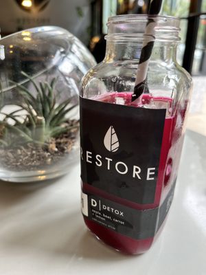 Awesome juices and avo toast!!! (and smoothies, bowls, and lots of other yummies!) 🍋🍎🥑 Just around the corner from Playhouse Square. 😋  at Restore Cold Pressed in Cleveland