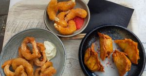 Calamares, Prawn-like tempura, Crispy wontons at Liu Lin in Brussels