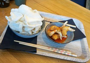 Veggie Kroepoek + Prawn-like Tempura at Liu Lin in Brussels
