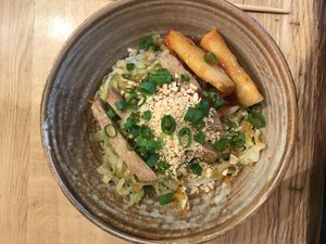 Rice noodle bowl at Liu Lin in Brussels