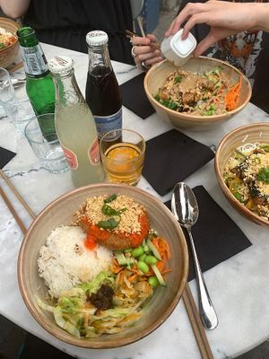 Drinks are self service from the refrigerator at Liu Lin in Brussels