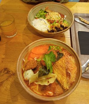 Two main dishes at Liu Lin in Brussels