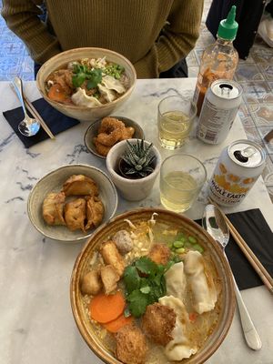 Noodle soups, vegan prawns and wontons  at Liu Lin in Brussels