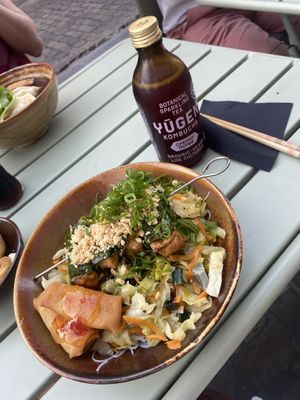 Noodle dish with Kombucha  at Liu Lin in Brussels