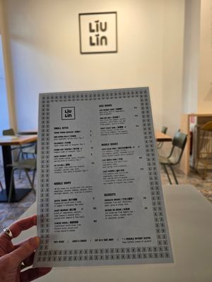 Menu at Liu Lin in Brussels