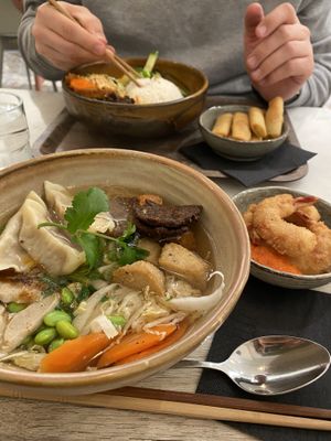 Noodle bowl and prawn tempura - AMAZING at Liu Lin in Brussels