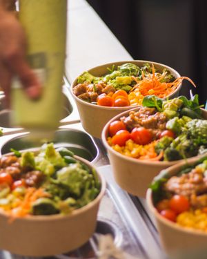 coco california bowls in the making. at Rå Bowls & Juices in Groningen