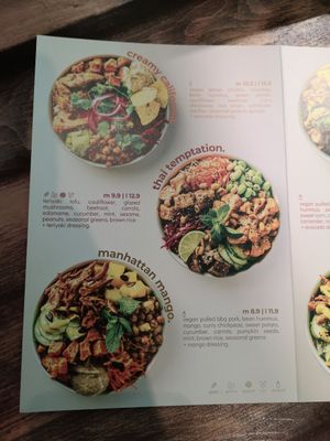 Menu card side 1 at Rå Bowls & Juices in Groningen