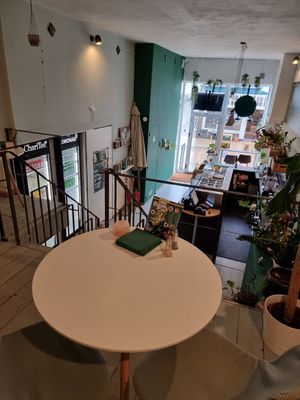 Upstairs,area looking down at Rå Bowls & Juices in Groningen