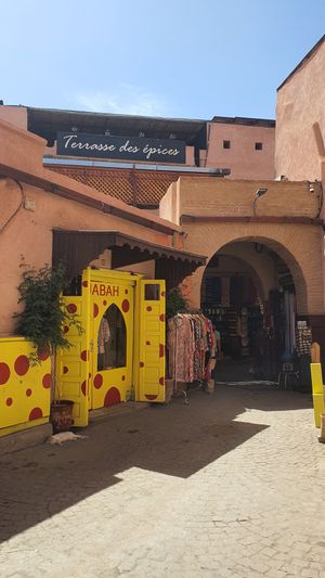 The enntance, it's a bit confusing at Terrasse Des Epices in Marrakech