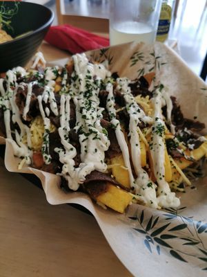Dirty doner chips at Sweet Pepper Cafe in Barrow-in-furness