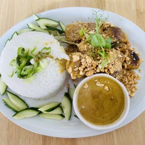 Chicken sate skewers at Sweet Pepper Cafe in Barrow-in-furness