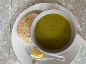 Pumpkin and spinach soup at DP1 Cafe in Greymouth