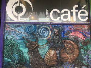 Here’s the front window and yes, it’s chalk at DP1 Cafe in Greymouth