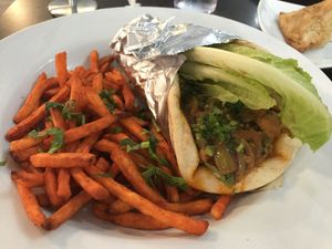 Vegetable Wrap with Spicy Baked Potatoes at Cilantro   at Cilantro Indian Cafe in Cary