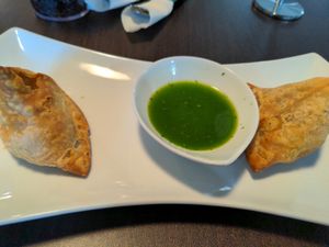 Veggie samosas at Cilantro Indian Cafe in Cary