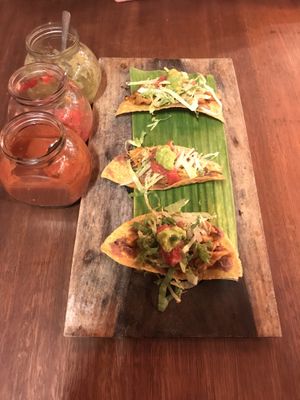 Tostadas best thing on the menu definitely recommend with complimentary side salads at The Mexican in Town in 