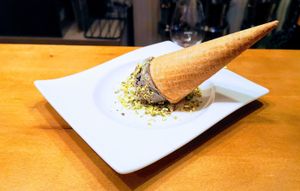 Black sesame ice cream with pistachio at Wijnbar Goeswijn in Leiden