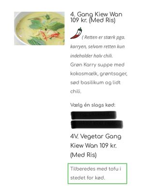 Vegan at Mie's Thai in Vejle