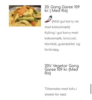 Vegan at Mie's Thai in Vejle