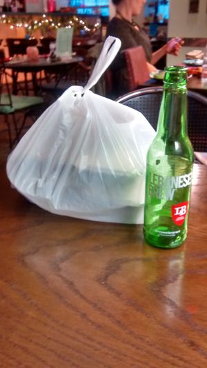 Doggy bag for all you can't eat at Tahini in Dundee