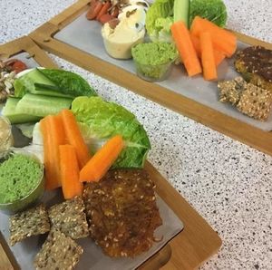 Vegetarian platter (with boiled egg) and the vegan platter 💚 at Søster Sidevind in Samso