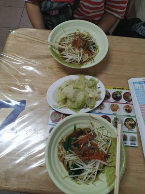 100 twd in total (take away is a bit cheaper) at Shèng Lín SùShí in Kaohsiung