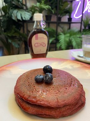 The blue magic (with blueberry in the batter)  at Moak Pancakes - West in Amsterdam