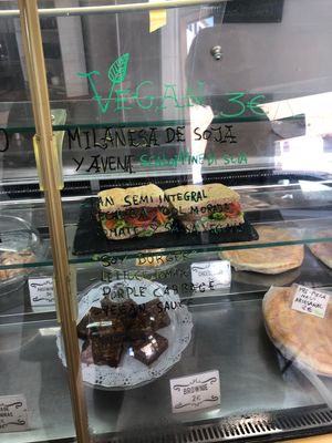 Vegan burger with homemade bread  at Panaderia Los Abuelos in Fuerteventura