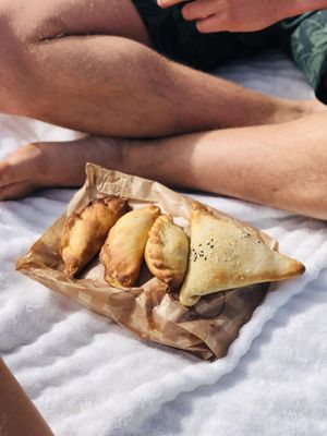 Vegan tapas (1.5€ each) at Panaderia Los Abuelos in Fuerteventura