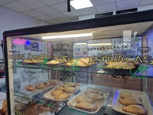Whole of the top of the cabinet are vegan at Panaderia Los Abuelos in Fuerteventura