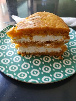 Carrot and lemon cream 100% vegan at Panaderia Los Abuelos in Fuerteventura