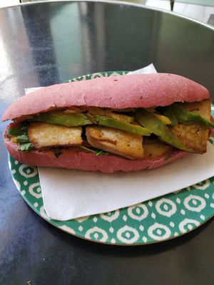 The Pink vegan Sandwich at Panaderia Los Abuelos in Fuerteventura