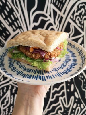 Vegan milanesa at Panaderia Los Abuelos in Fuerteventura