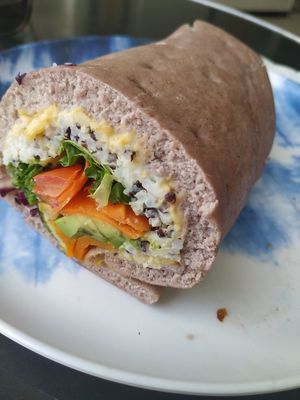 Vegan roll con Pan de maiz morado at Panaderia Los Abuelos in Fuerteventura