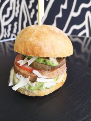 New vegan burger at Panaderia Los Abuelos in Fuerteventura